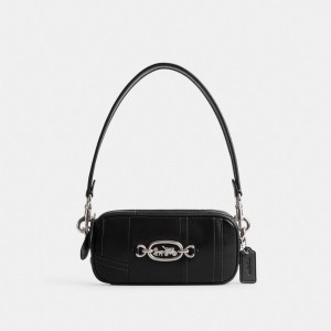 Coach Avery In Patchwork Women Shoulder Bag Silver / Black | AUVRS857