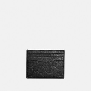 Coach Card Case In Signature Leather Women Handbag Black | AUWNI826