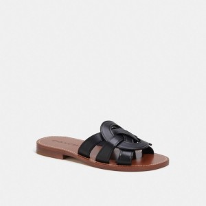 Coach Issa Women Sandals Black | AUPJK350