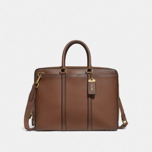 Coach Metropolitan Slim Men Briefcase Brown | AUUZM197