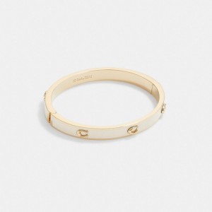 Coach Pegged Signature Hinged Women Bangles Gold | AUWNV517